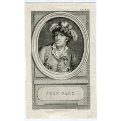 Portrait de Jean Bart. Portrait d'un marin flamand. Gravure de Reinier Vinkeles.