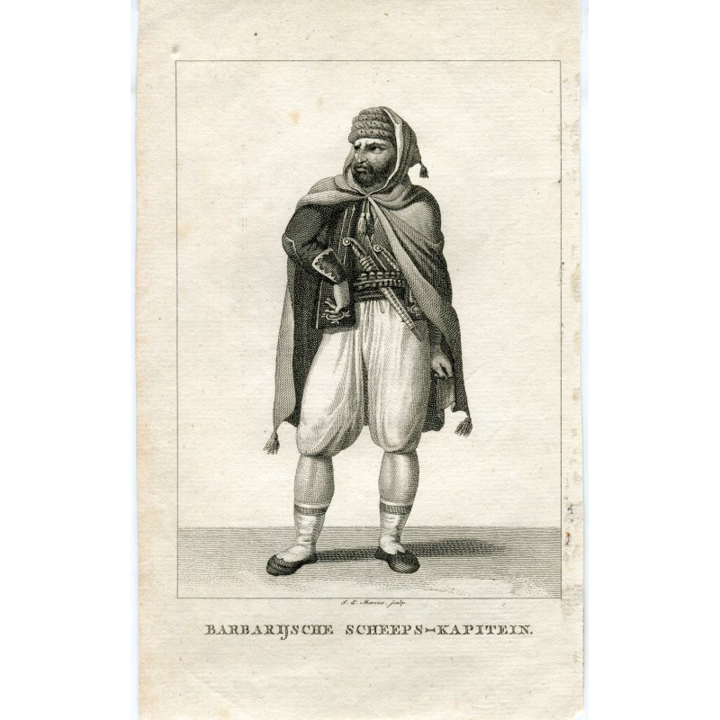Jacob Ernst Marcus. Grabado de 'Barbarijsche  Scheps- Kapitein'