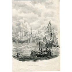 Lithographie de 1844 de la bataille des Anglais contre les Pays-Bas.