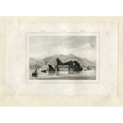 Isola Bella in Italien, Stahlstich von Lemaitre.