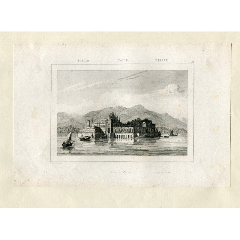 Isola Bella in Italien, Stahlstich von Lemaitre.