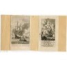 Paire de gravures de la bataille des navires hollandais contre les corsaires algériens.