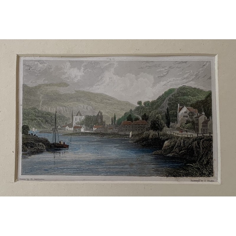England. Tintern Abbey. Kupferstich von J. Tingle nach einer Zeichnung von H. Gastineau