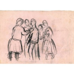 José Lopez Guntín. Dessins et esquisses de personnages. D'autres croquis figurent au verso.