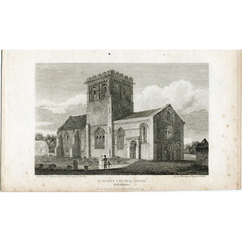 England. Oxfordshire. St. Mary's Church, Iffley. Engraving by B. Howlett