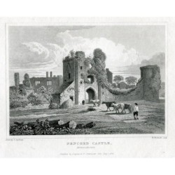 Angleterre. Newport. Château de Pencoed. Gravure de W. Woolnoth, d'après un dessin d'E. Stockdale.