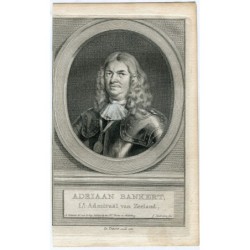 Portrait. Adriaan Bankert Lt. Admiraal van Zeeland. engraving 1760 by J. Houbraken