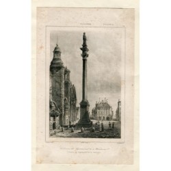 Polen. Sigismund III.-Säule in Warschau. Kupferstich von C. Lalaisse, 1840