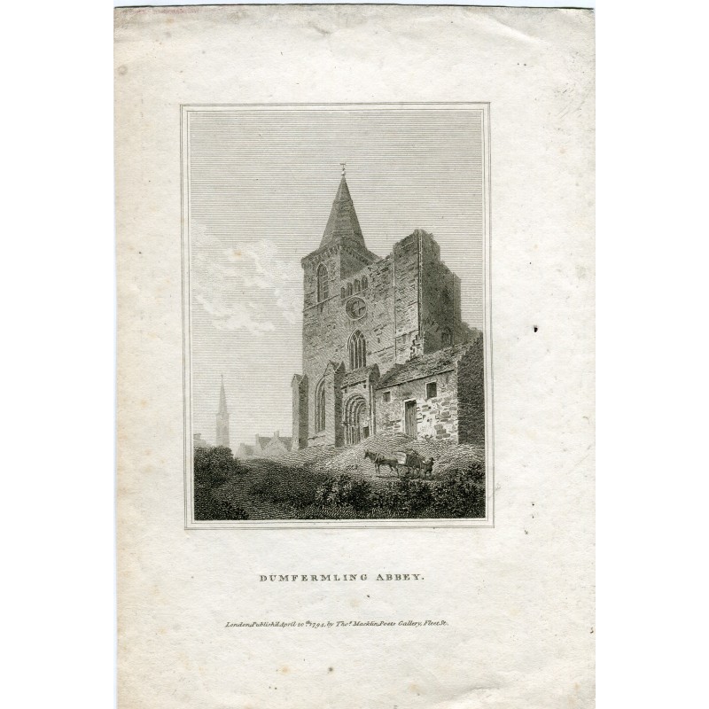 Schottland. Dumfermling Abbey. Kupferstich von Thomas Macklin aus dem Jahr 1794