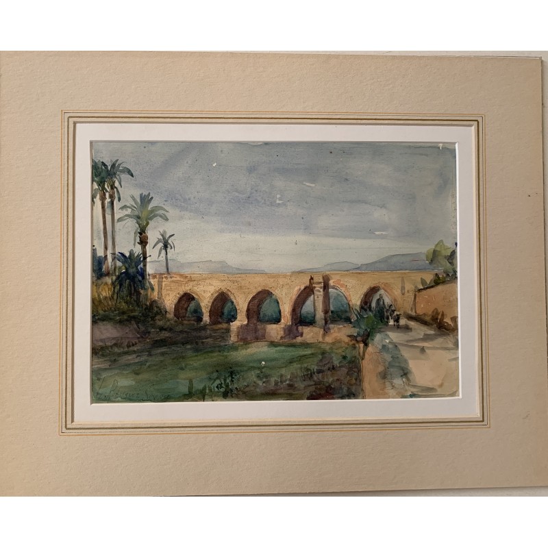 Eduardo Rodríguez Samper. Paesaggio di Elche. Acquerello.