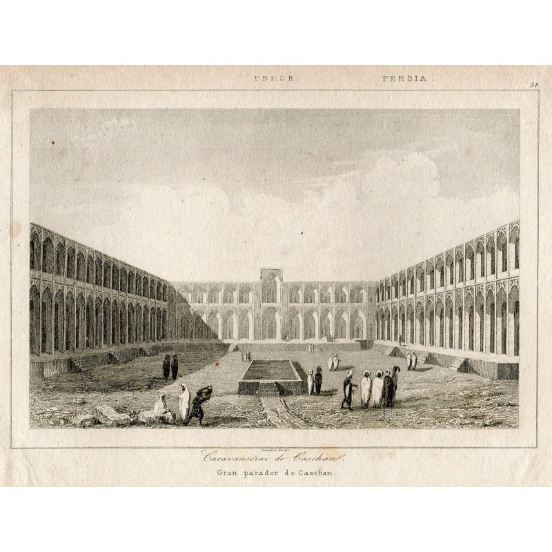 1841. Caravanserai in Kashan from La Perse, by Louis Dubeux