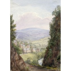 Villaggio. Acquerello, scuola inglese, XIX e XX secolo