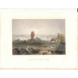 Ruines du pont de Trajan, Roumanie - gravure de 1840 d'après WH Barlett