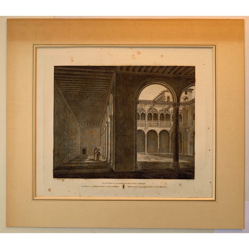 Claustro del Colegio San Gregorio de Valladolid - Grabado antiguo 1810