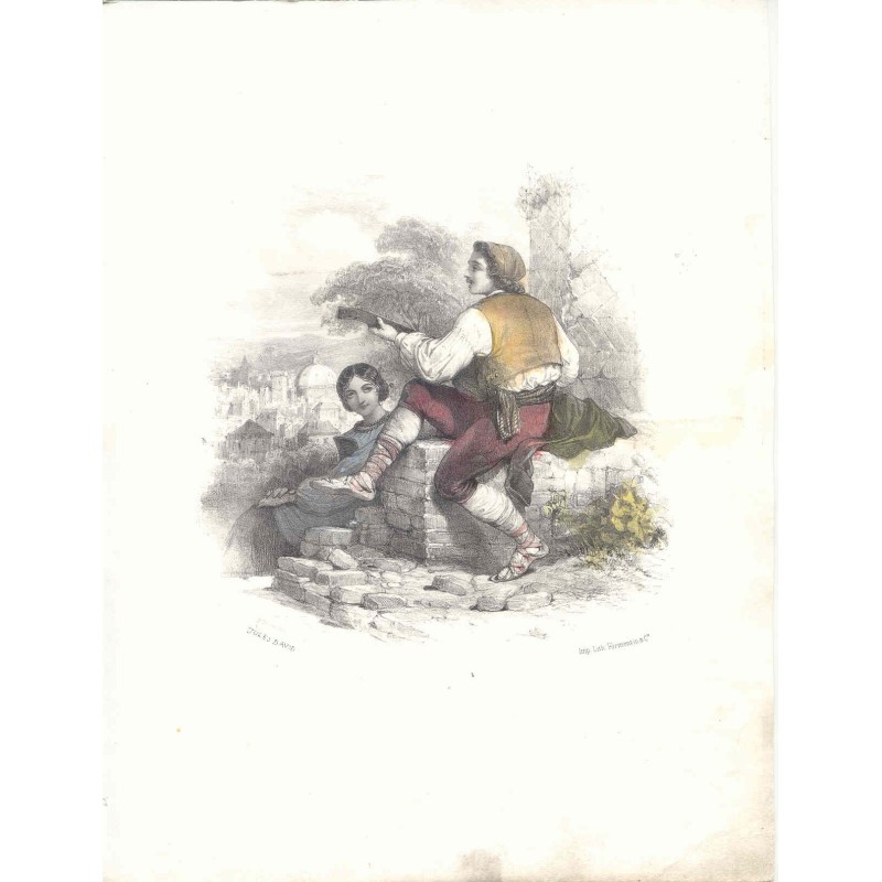 Junges Paar. Gemalt von Jules David. Lithografiert von Formentin.