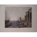 Un puerto de mar italiano. a partir de obra de Claude. WR Smith (1834)