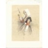 Junge Frau mit einem Spinnrad. Gezeichnet von PS Germain. Lithografiert von Formentin & Cie.
