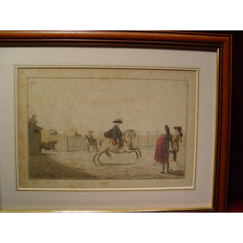 Bullfight. Original engraving by Antonio Carnicero (1748-1814) from the series 'La tauromaquia' (Bullfighting), 1790