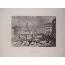 Italia. «The Bridge of Santa Trinita» Dibujó James Duffield Harding (1708-1863). Grabó J. Redaway