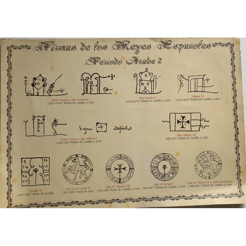Two facsimiles with Spanish kings official signatures in Christian and Arabic periods