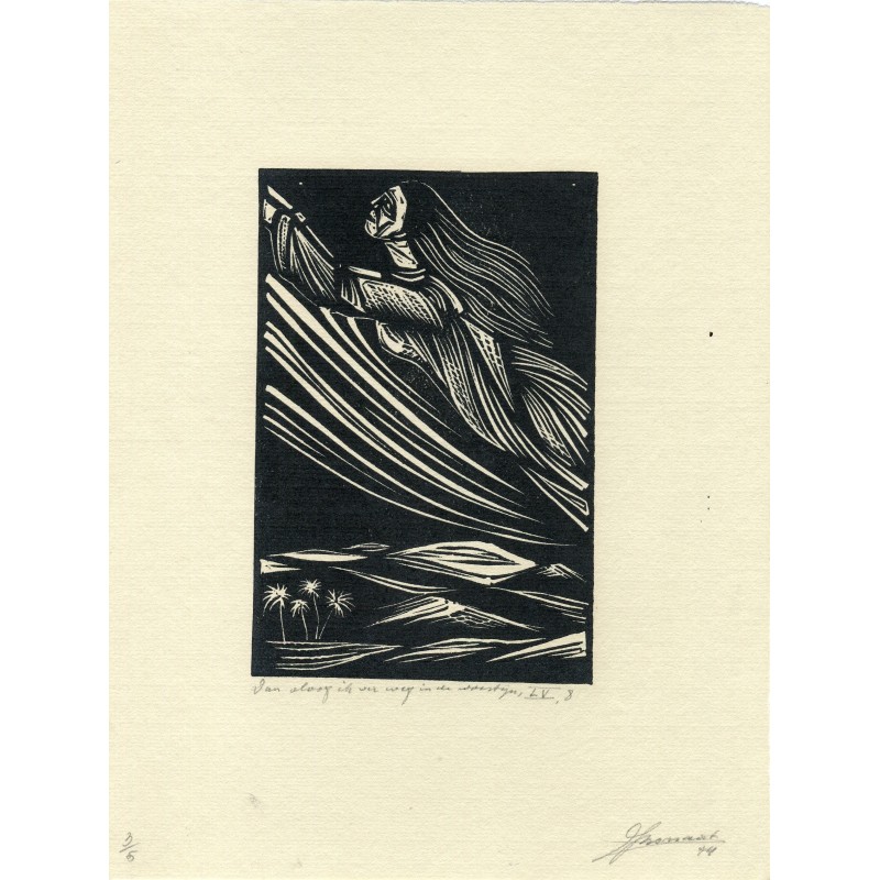 Josef AM Bossaert, artista belga. Acquaforte firmata a mano, datata 1979.