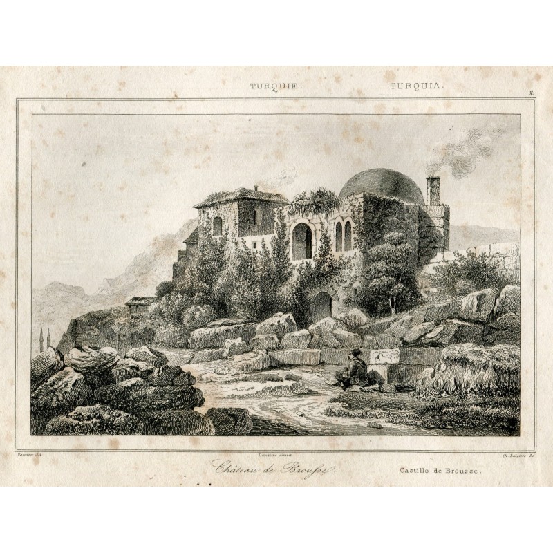 1840. Château ottoman de Bursa en Turquie