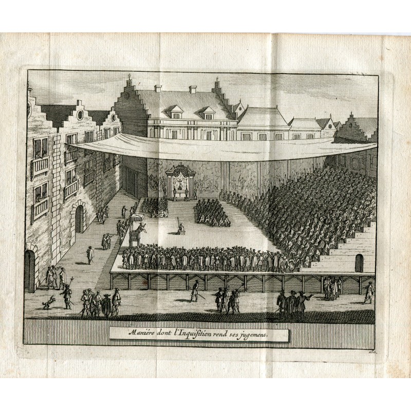 1715. L'Inquisizione portoghese. Antica incisione su acciaio - Pieter Van der Aa (Álvarez de Comenar).