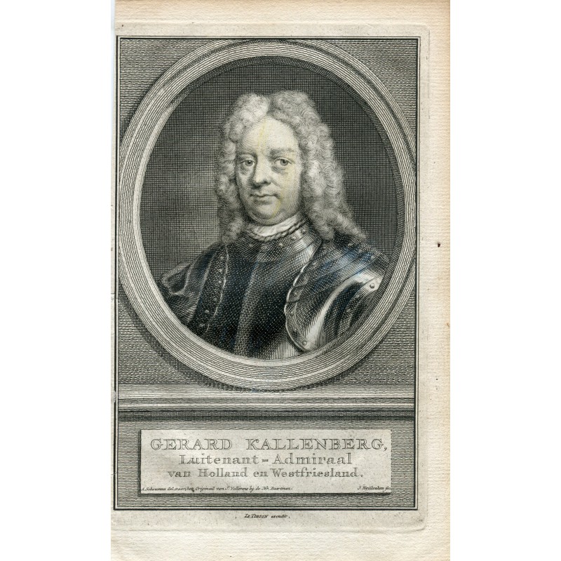 Ritratto di Gerard Kallenberg Luitenant-Admiraal inciso da J. Houbraken.