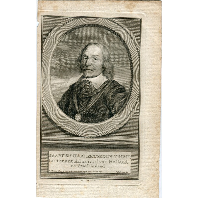 Maarten Harpertszszoon Tromp Luitenant Admiraal, incisa da Jacobus Houbraken.