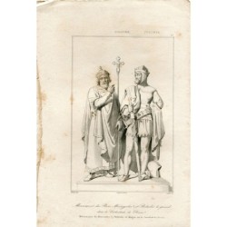 Pologne. Monument des rois Mieczyslas Ier et Boleslas le Grand, gravure de 1840