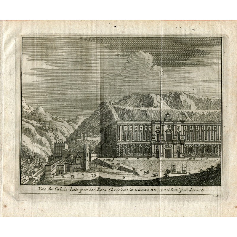 Grenade. Vue du palais des rois crétois. Enregistrement par Pieter Vander Aa. 1715 (Álvarez de Colmenar)