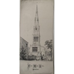 England. Lithograph of Saint Marys Ketton in Ruthlandshire by A. Newman