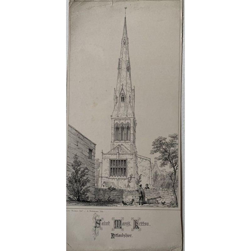 Angleterre. Lithographie de Saint Marys Ketton dans le Ruthlandshire par A. Newman