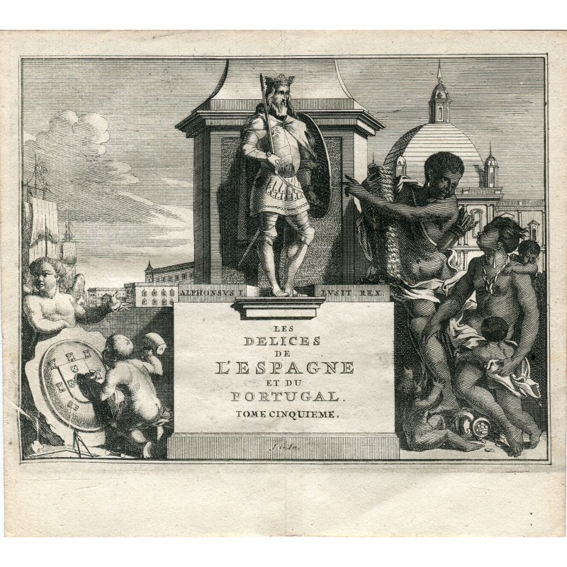 Couverture du tome 5 des Délices de lÉspagne et du Portugal de Pieter Vander Aa. 1715 (Álvarez de Colmenar)