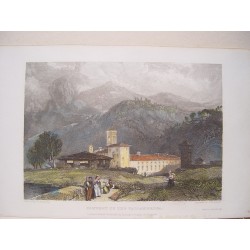 Italia. «Convent of the Vallandrosa» Dibujó James Duffield Hardings (1798-1863). Grabó J. Henshal