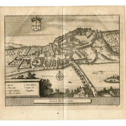 Portugal. Cartographic view of Coimbra. Engraving by Pieter Vander Aa. 1715 (Alvarez de Colmenar)