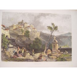 Italia. 'Gensano' Painted by James Duffield Hardings (1798-1863). Engraved by John Smith.