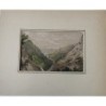 Paysage de montagne. Lithographie anglaise anonyme en couleurs du XIXe siècle.