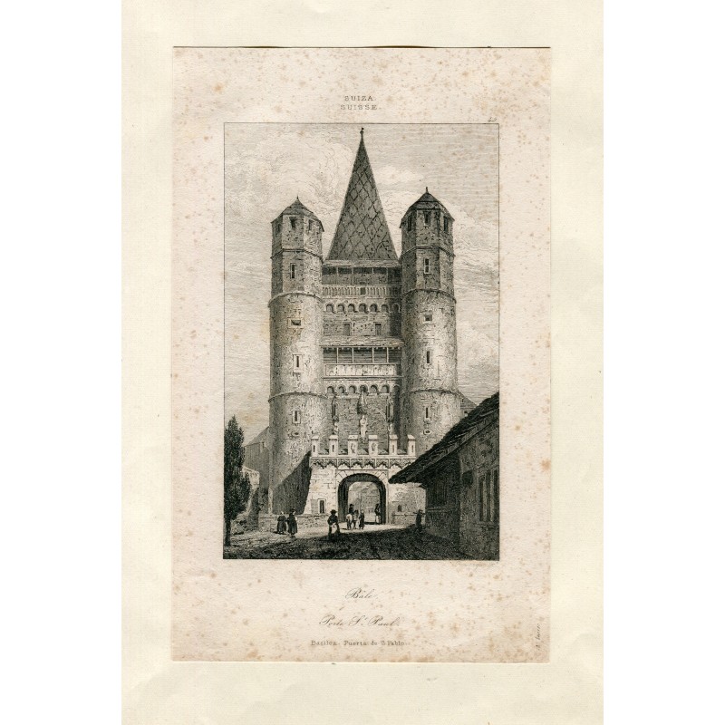 Suisse. Bâle. Porte Saint-Paul. Gravure de Rouargue.
