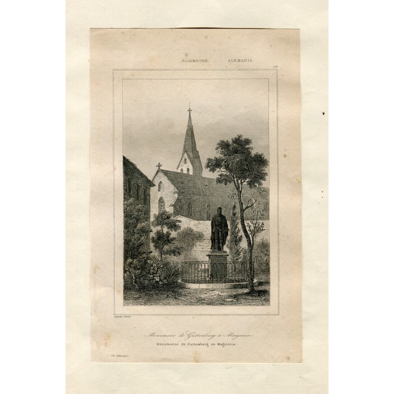 Incisione della Porta di San Paolo a Basilea di Rouague. Incollata su carta. Dimensioni: 12,4 x 20,2 cm.