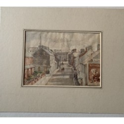 Village anglais à l'aquarelle du XIXe siècle