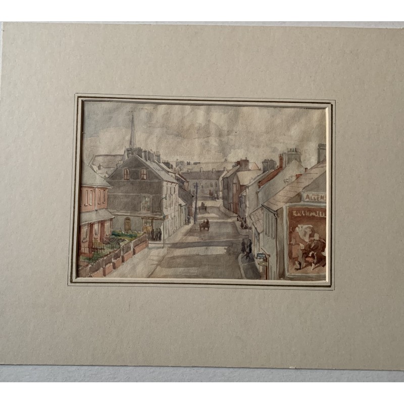 Village anglais à l'aquarelle du XIXe siècle