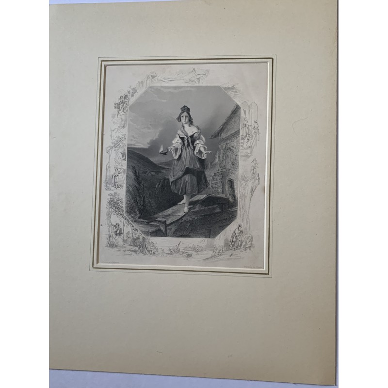 La lampe Beacon-woman, gravée par Finden d'après un dessin de Browne, 1843