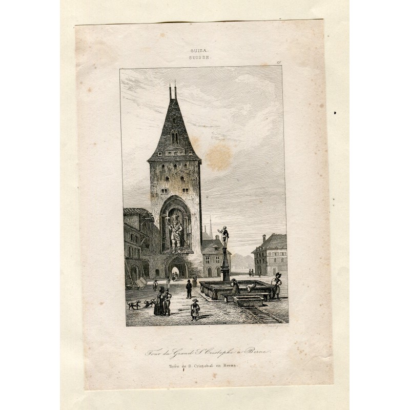 Switzerland. Tour of Grand St. Christopher in Bern. Engraved by Rouargue.
