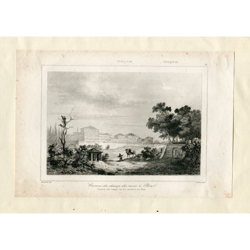 Turkey. Constantinople. Istanbul. Chapel of the Fields of Death in Pera. 19th-century engraving.