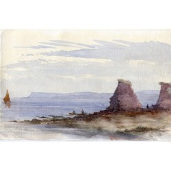 Coastal landscape. Anonymous 19th-century English watercolor.