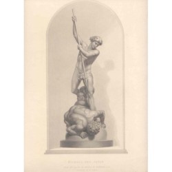 Scultura di Michele e Satana. Incisione del 1849 di W. Roffe