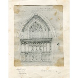 England. Essex. Chancel Screen Confessional. in Shalford. Drawing 1868.