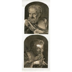 Incisione raffigurante una coppia di personaggi. Ottima incisione, XVII-XVIII secolo.