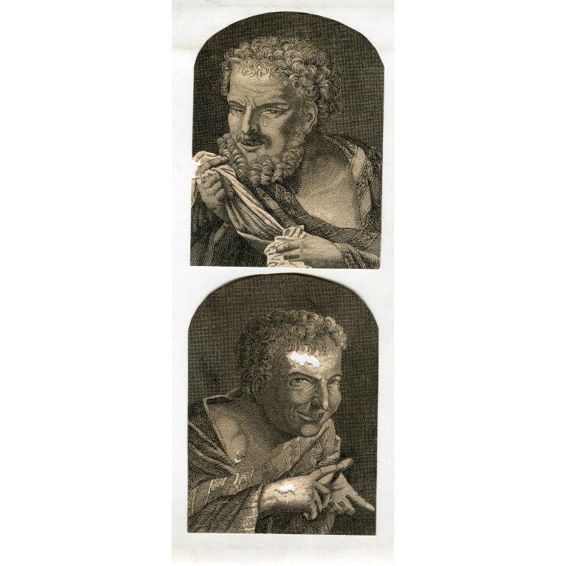 Gravure représentant une paire de personnages. Excellente gravure, XVIIe-XVIIIe siècle.